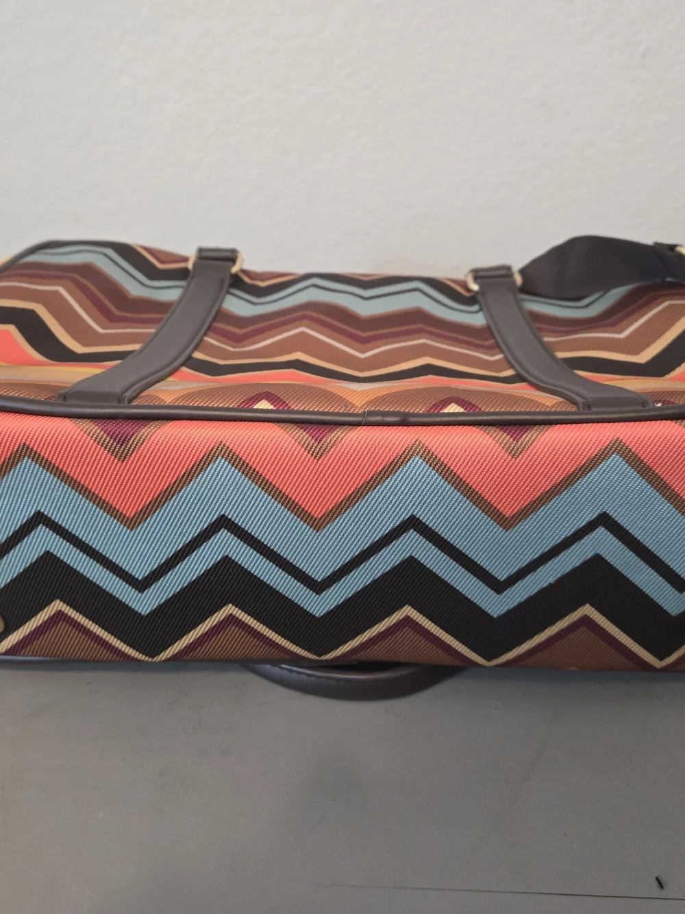 Missoni Chevron Laptop Bag in Brown, Blue, Tan and Yellow